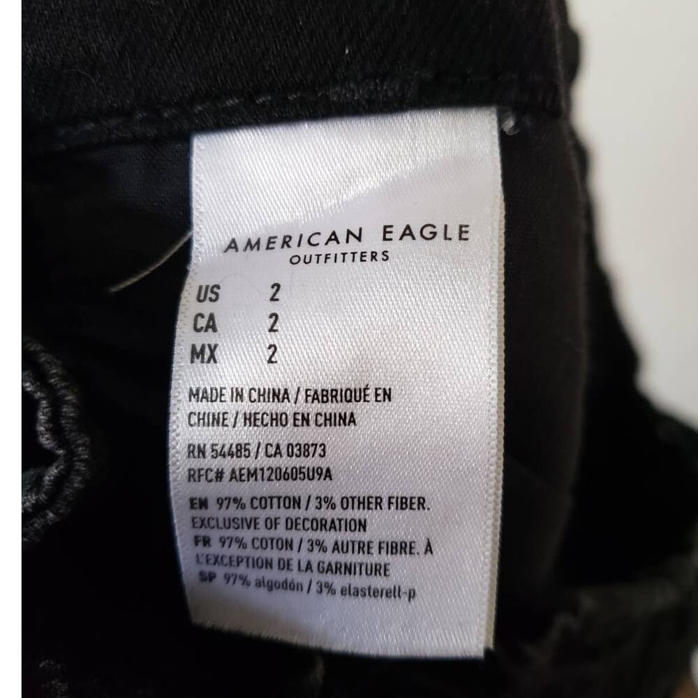 American Eagle Paperbag Denim Mom Shorts Onyx Black Highest Rise - Picture 7 of 9